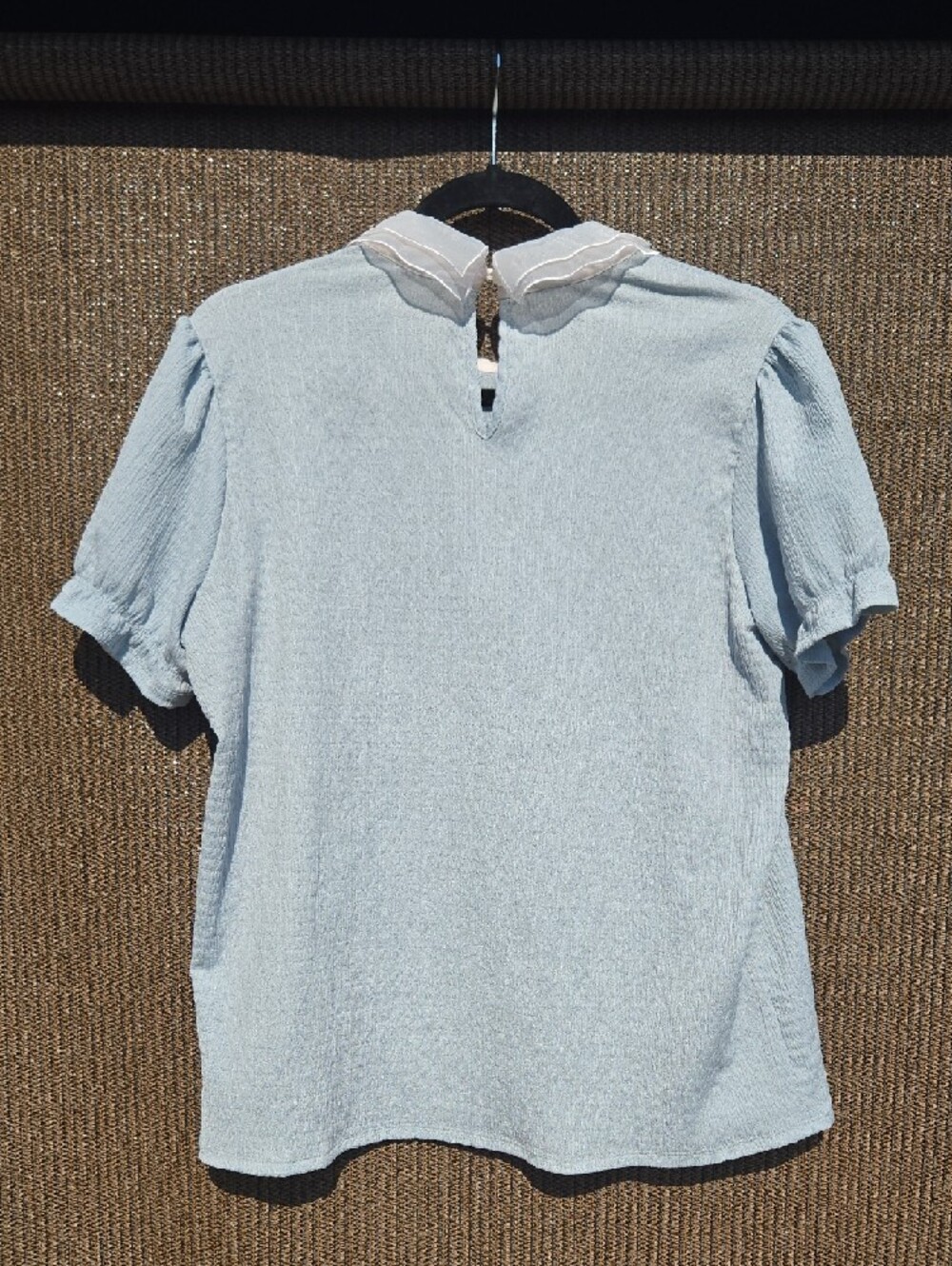 Light Blue Embroidered Peter Pan Collar Top - Picture 2 of 3